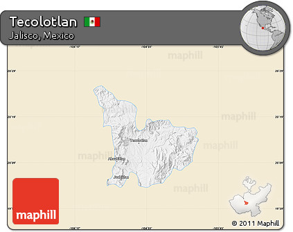 Classic Style Map of Tecolotlan, single color outside