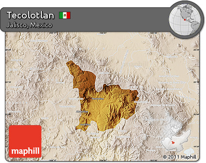 Physical Map of Tecolotlan, lighten