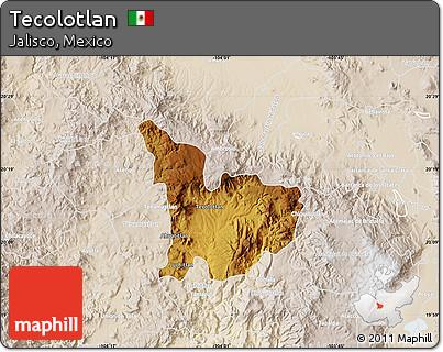 Physical Map of Tecolotlan, lighten