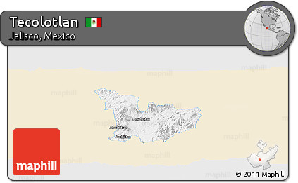 Classic Style Panoramic Map of Tecolotlan, single color outside
