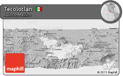 Gray Panoramic Map of Tecolotlan