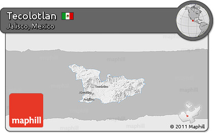 Gray Panoramic Map of Tecolotlan, single color outside