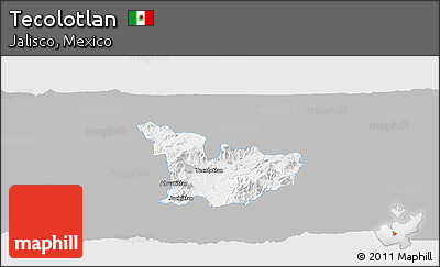 Gray Panoramic Map of Tecolotlan, single color outside
