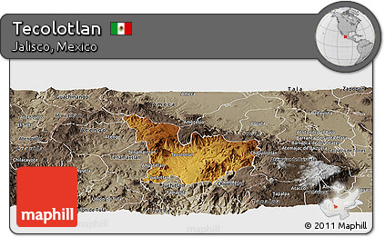 Physical Panoramic Map of Tecolotlan, semi-desaturated