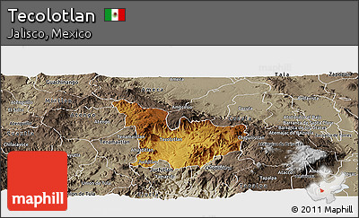 Physical Panoramic Map of Tecolotlan, semi-desaturated