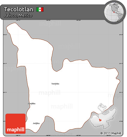 Gray Simple Map of Tecolotlan, cropped outside