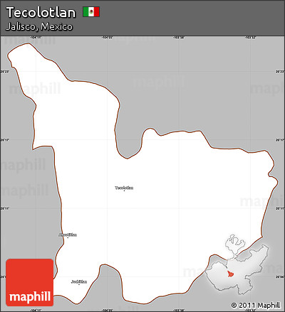 Gray Simple Map of Tecolotlan, cropped outside