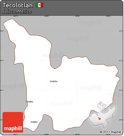 Gray Simple Map of Tecolotlan, cropped outside