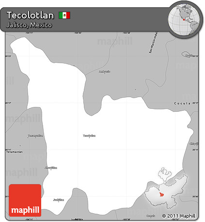 Gray Simple Map of Tecolotlan
