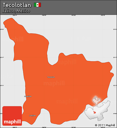 Political Simple Map of Tecolotlan, single color outside