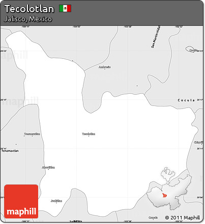 Silver Style Simple Map of Tecolotlan