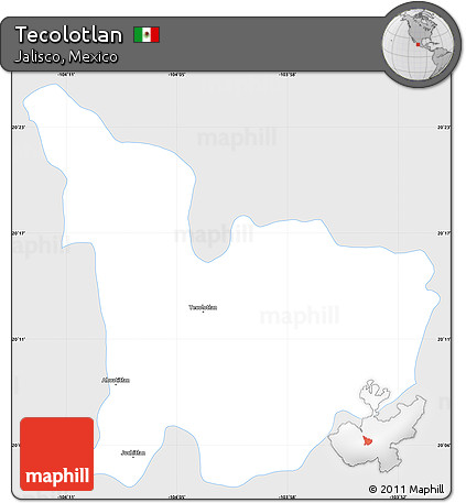 Silver Style Simple Map of Tecolotlan, single color outside
