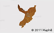 Physical 3D Map of Teocaltiche, cropped outside