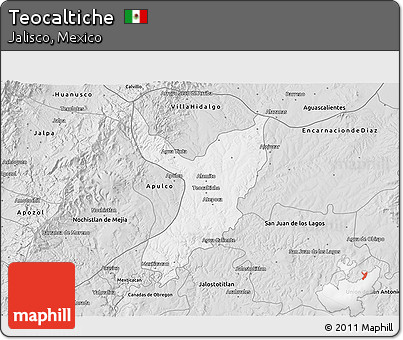 Silver Style 3D Map of Teocaltiche