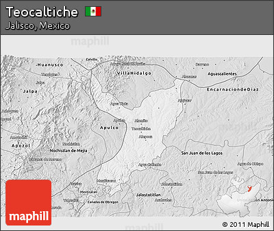Silver Style 3D Map of Teocaltiche