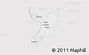 Silver Style 3D Map of Teocaltiche, single color outside