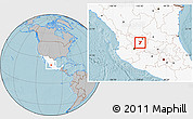 Gray Location Map of Teocaltiche, highlighted country, hill shading