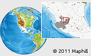 Physical Location Map of Teocaltiche, highlighted country, highlighted parent region