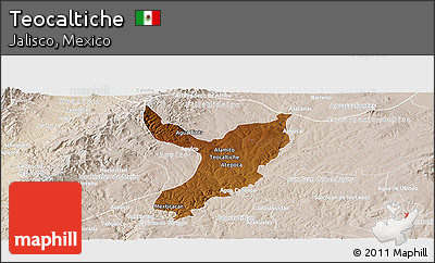 Physical Panoramic Map of Teocaltiche, lighten