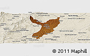 Physical Panoramic Map of Teocaltiche, shaded relief outside