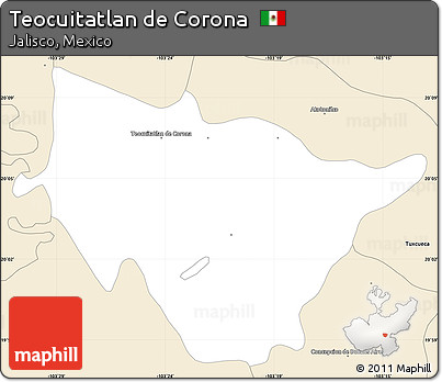 Classic Style Simple Map of Teocuitatlan De Corona