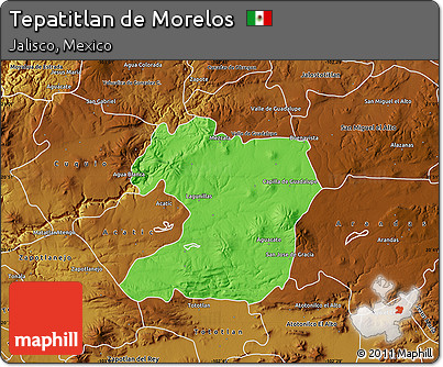 Political Map of Tepatitlan De Morelos, physical outside