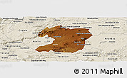 Physical Panoramic Map of Tepatitlan de Morelos, shaded relief outside