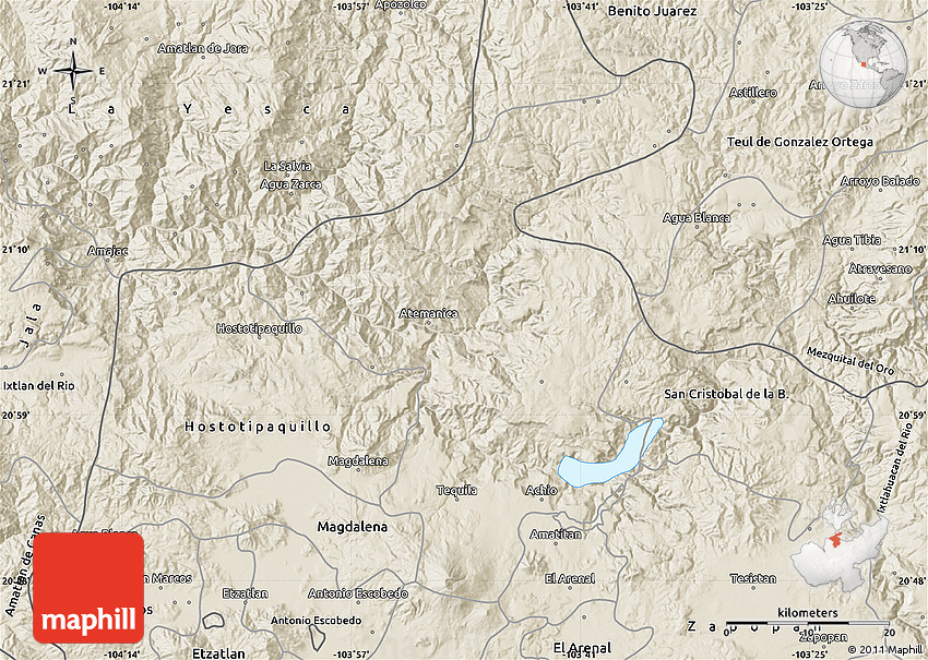 Shaded Relief Map of Tequila