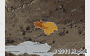 Physical Map of Tototlan, darken, semi-desaturated