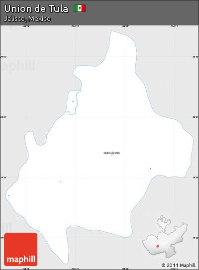 Silver Style Simple Map of Union De Tula, single color outside