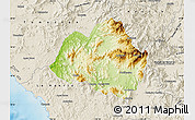 Physical Map of Villa Purificacion, shaded relief outside
