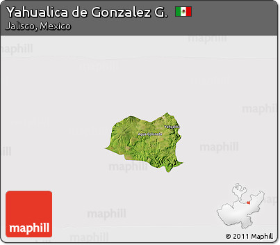 Satellite 3D Map of Yahualica De Gonzalez G., cropped outside