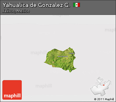 Satellite 3D Map of Yahualica De Gonzalez G., cropped outside