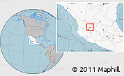Gray Location Map of Yahualica de Gonzalez G., highlighted country, hill shading