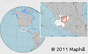 Gray Location Map of Yahualica de Gonzalez G., highlighted parent region, hill shading