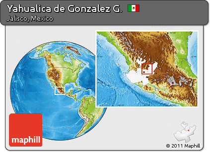 Physical Location Map of Yahualica De Gonzalez G., highlighted parent region