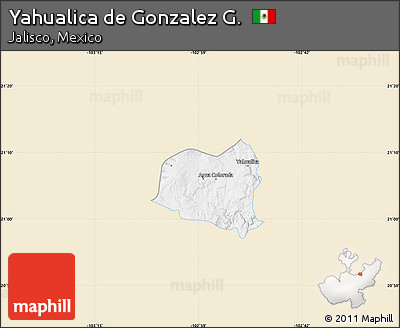 Classic Style Map of Yahualica De Gonzalez G., single color outside