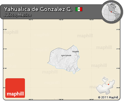 Classic Style Map of Yahualica De Gonzalez G., single color outside
