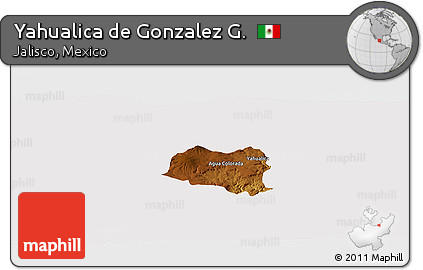 Physical Panoramic Map of Yahualica De Gonzalez G., cropped outside