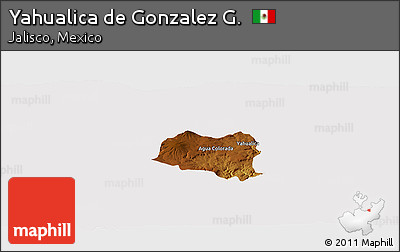 Physical Panoramic Map of Yahualica De Gonzalez G., cropped outside