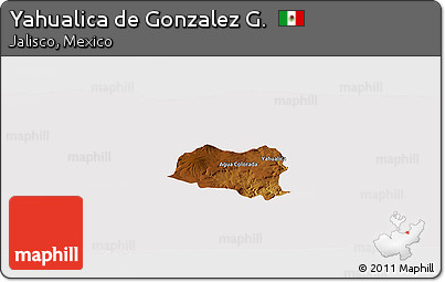 Physical Panoramic Map of Yahualica De Gonzalez G., cropped outside