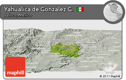 Satellite Panoramic Map of Yahualica De Gonzalez G., lighten, semi-desaturated