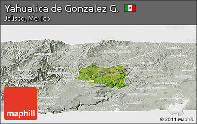 Satellite Panoramic Map of Yahualica De Gonzalez G., lighten, semi-desaturated