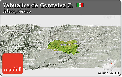 Satellite Panoramic Map of Yahualica De Gonzalez G., lighten, semi-desaturated