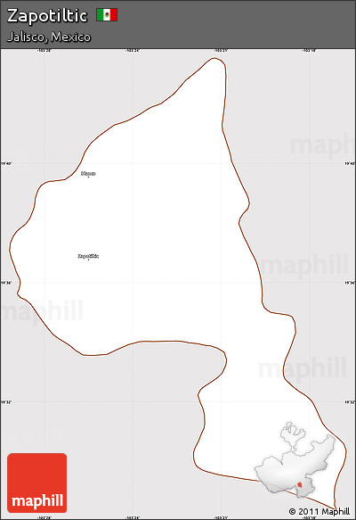 Classic Style Simple Map of Zapotiltic, cropped outside