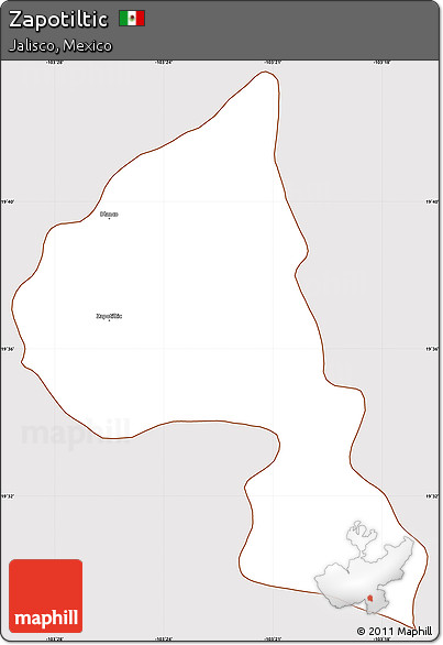 Classic Style Simple Map of Zapotiltic, cropped outside