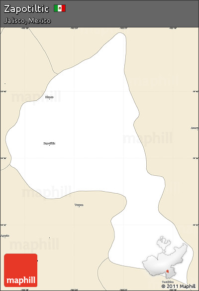 Classic Style Simple Map of Zapotiltic