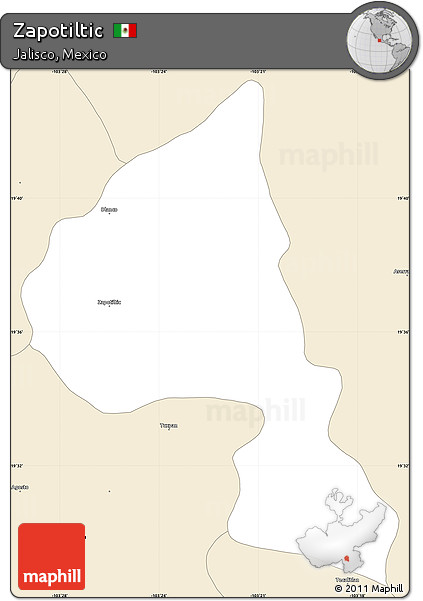Classic Style Simple Map of Zapotiltic