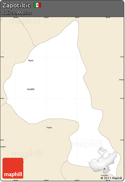 Classic Style Simple Map of Zapotiltic