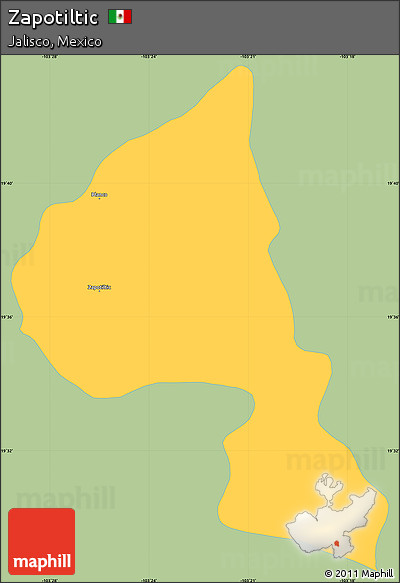 Savanna Style Simple Map of Zapotiltic, single color outside